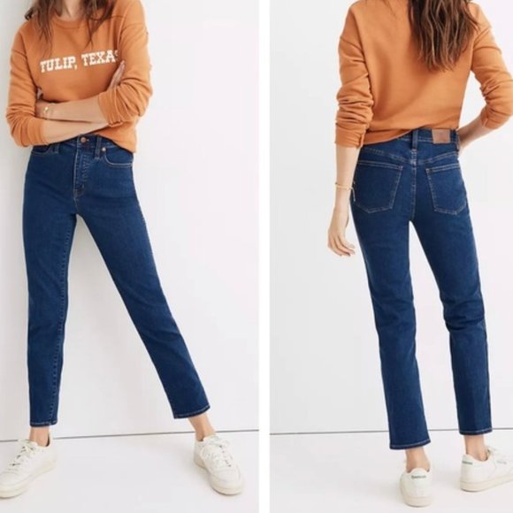 Madewell Denim - Madewell Stovepipe High Rise Jeans 23 Stretch Dark Wash Vintage Indigo AJ357